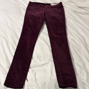 rag & bone Burgundy Velvet Stretch Skinny Leg Pants
